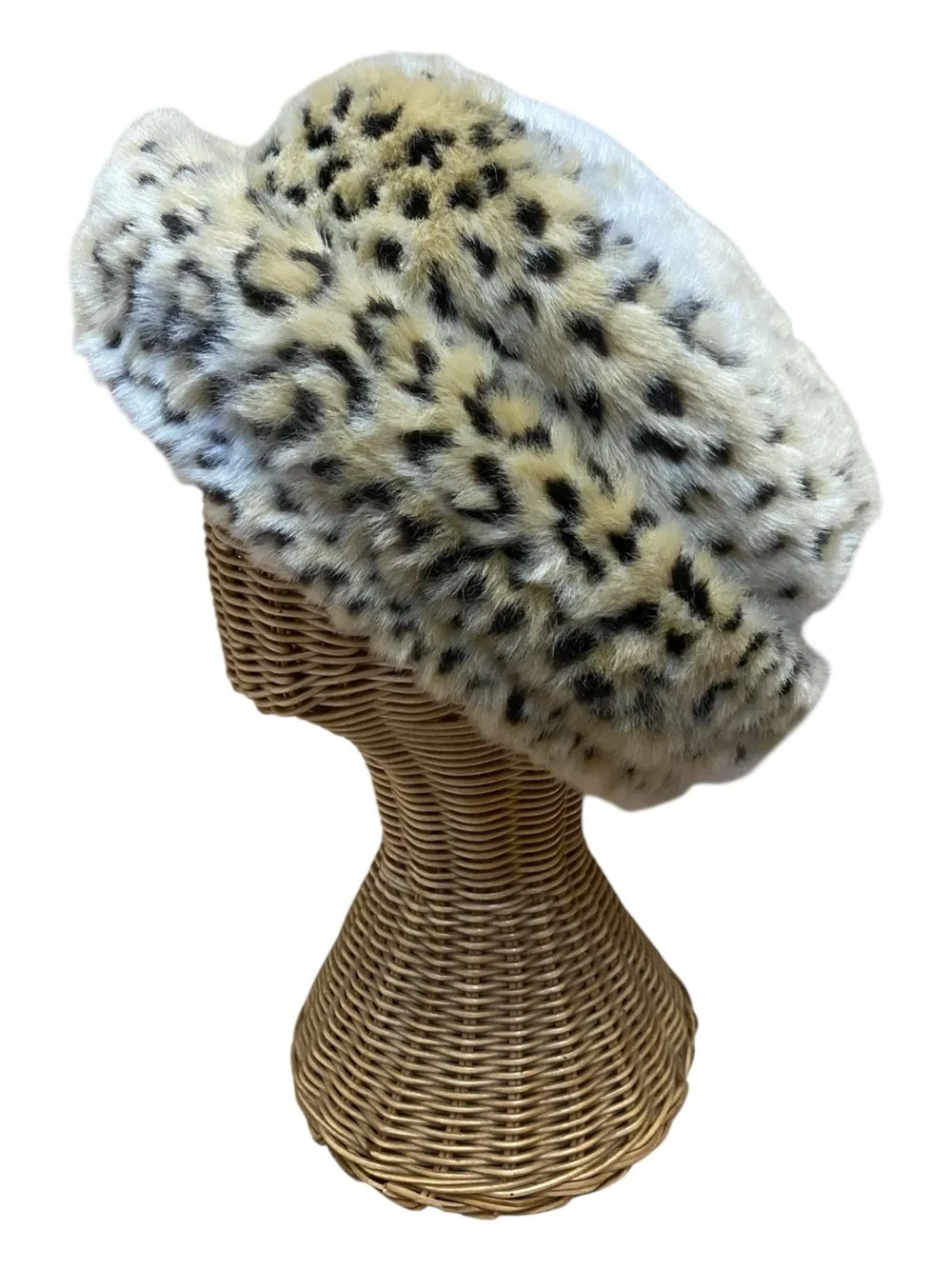 Womens Vintage Y2k Leopard Print Bucket Hat Size M/L Winter